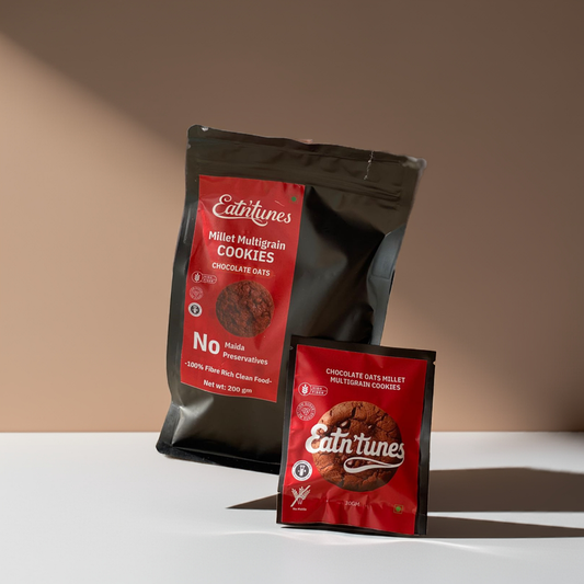 Single sachet Millet Multigrain Chocolate Oats Cookies  | No refined flour | No preservatives | Low Sugar | 100% Natural - Eatntunes